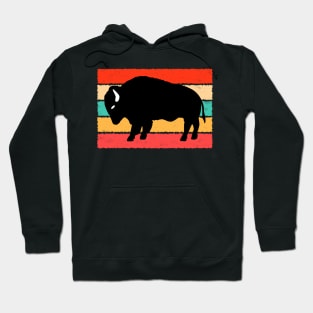 Vintage Wilderness Buffalo Silhouette Retro Inspired Design Hoodie